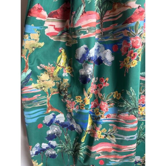 Yumi Sheath Party Cocktail Dress Green Emerald Garden Bird Floral Dress Size 20‎ - Picture 12 of 13